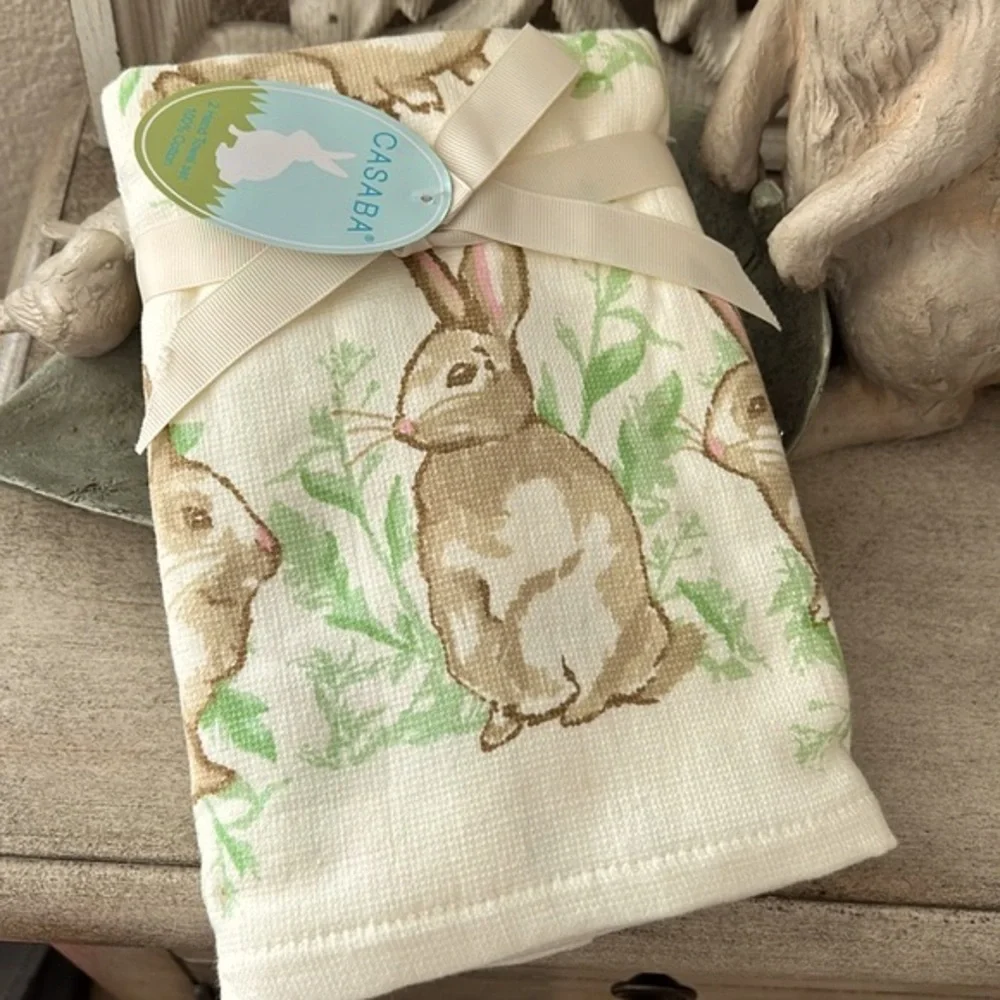 Boho Farmhouse Spring Easter cotton hand towels